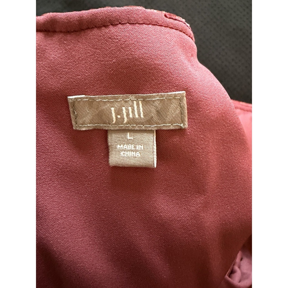 Vtg 90s J. Jill Raspberry Velvet Dress~L~Silk Bld Shift Long Slvs Glam Boho Luxe - Picture 2 of 13